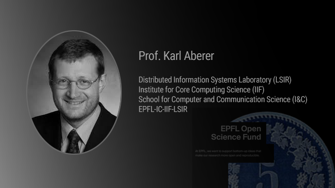 Picture of Karl Aberer and the open science fund graphic